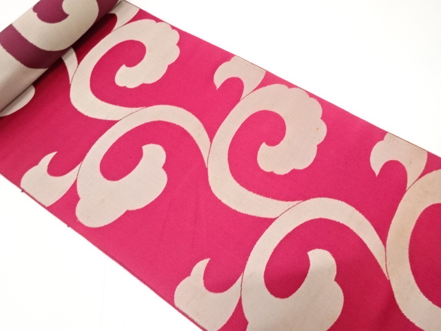 JAPANESE KIMONO / ANTIQUE BOLT FOR HASSUN OBI / SILK / WOVEN ARABESQUE